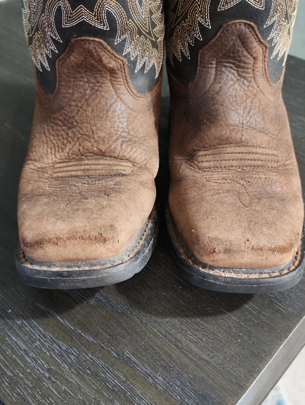 Boys Ariat  Leather Boots with Embroidered Black Shaft